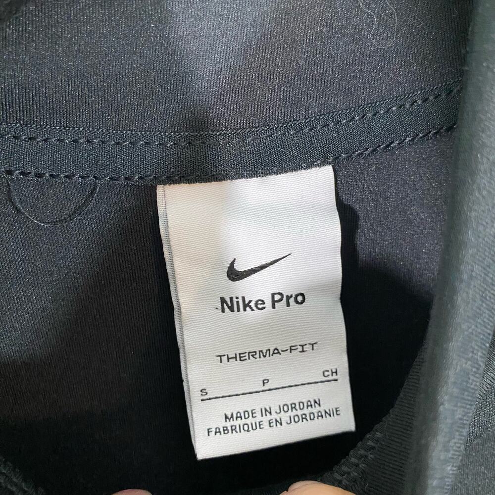 Nike Pro Women's Black Silver Glitter Tape Mock Neck Therma Fit Top Size S View 4
